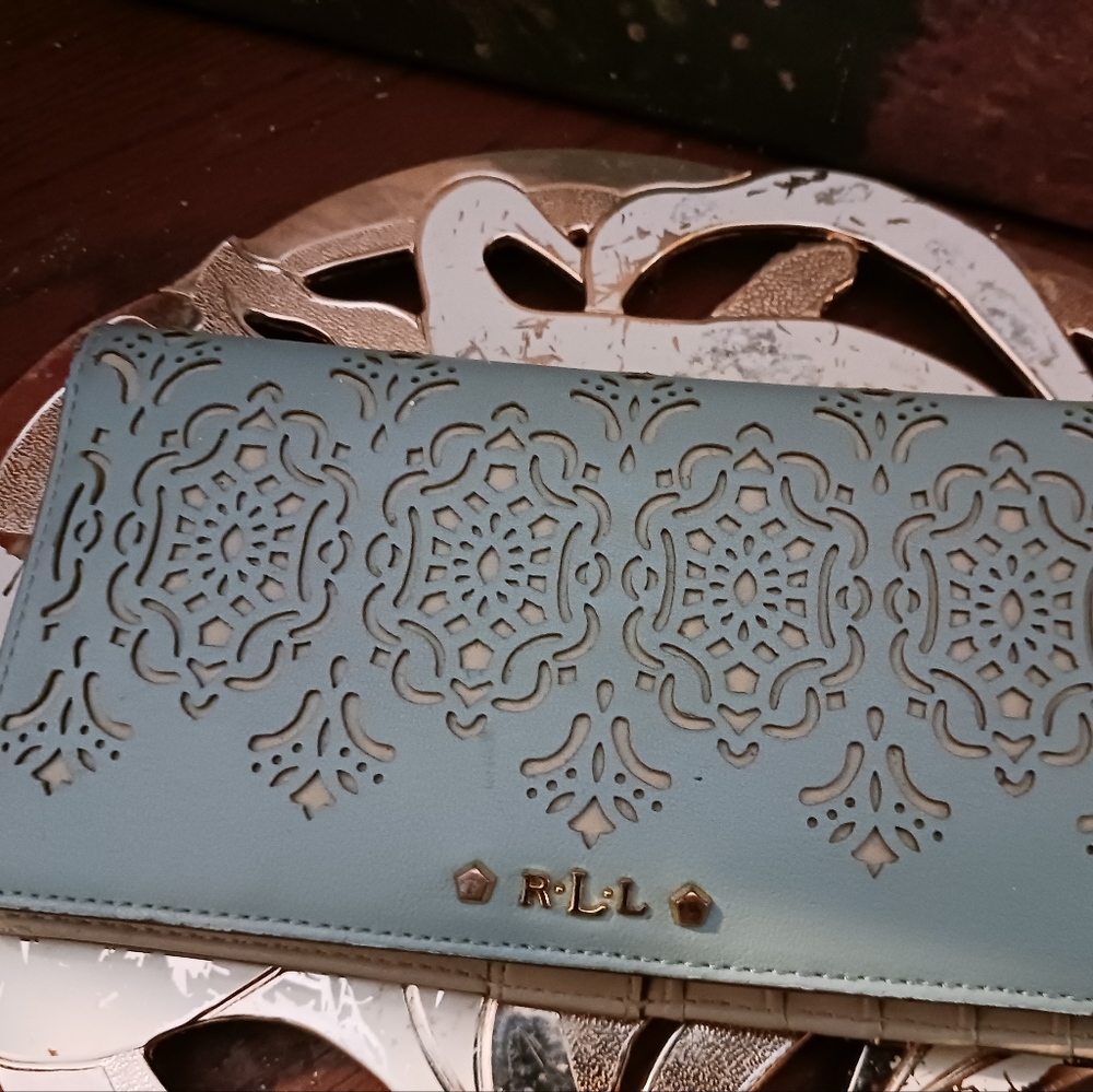 👛👜 Ralph Lauren Iconic Blue&Beige🌼 🌸Vintage Leather Wallet♥️Nice Gift 🎁 💙 - Picture 7 of 16